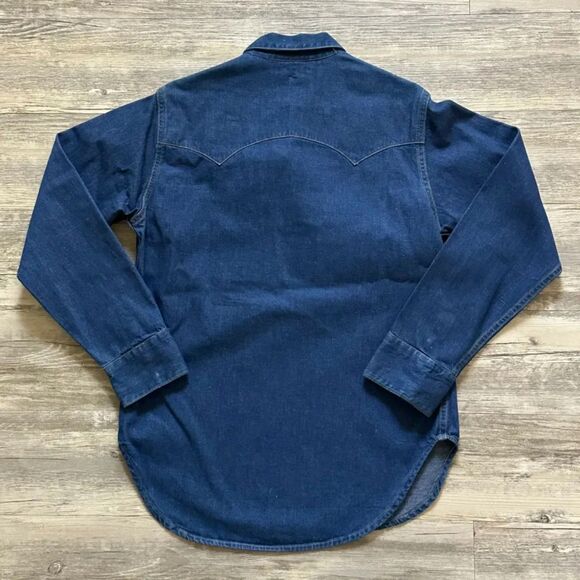 Vintage 70s Ralph Lauren Western Wear Denim Bib Button Shirt Size 12 RARE! - Picture 7 of 9